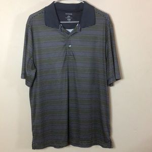 George Men's Striped Golf Polo Shirt. Size Large 42-44. 100% Polyester.